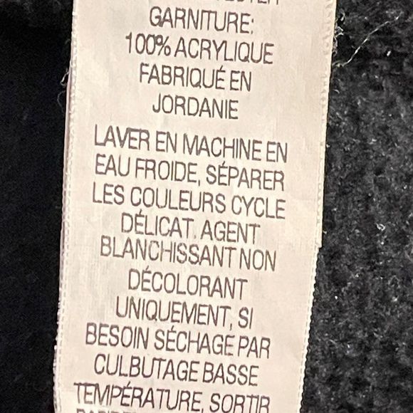 LL Bean Black Fleece Zip Up Nordic Fair Isle Trim - Picture 8 of 9